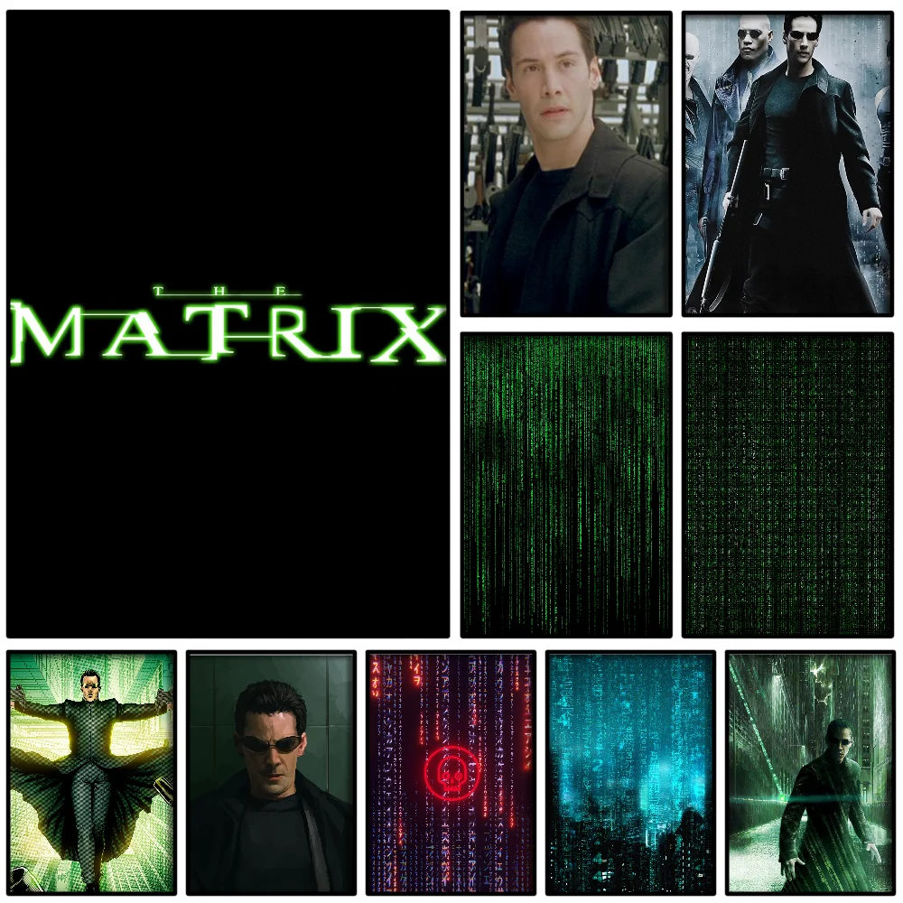 1PC The Matrix Action Movie Poster Self-adhesive Art Waterproof Paper Sticker Coffee House Bar Room Wall Decor