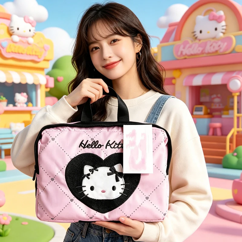 

New Girl Hello Kittys Fold Shopping Bag Large Capacity Tie Rod Travel Bag Cartoon Cute Luggage Storage Bag Bags for Woman