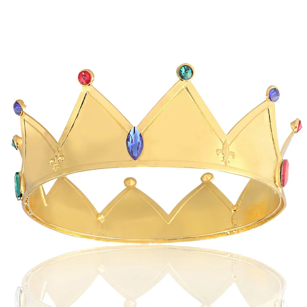 

Baroque Round Gold Tiaras And Crowns Vintage Royal Prom Pageant Diadem King Crown Boy Party Costume Prince Hair Accessories Men