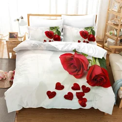 Red Rose Bedding Set Flower Duvet Cover 3d Bedding Set Fashion Soft Warm Girl Bedding King Double Bed Set Duvet Cover Set