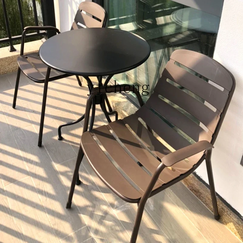 ZZc Balcony Table-Chair Set Casual Three-Piece Suit Coffee Table Household Outdoor Waterproof and Sun Protection