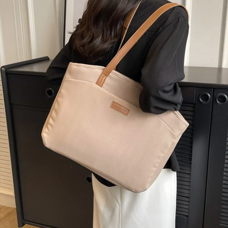 

Простая женская сумка-тоут большой вместимости, сумка через плечо с несколькими отделениями и карманами, новая простая холщовая сумка для пригородных поездок