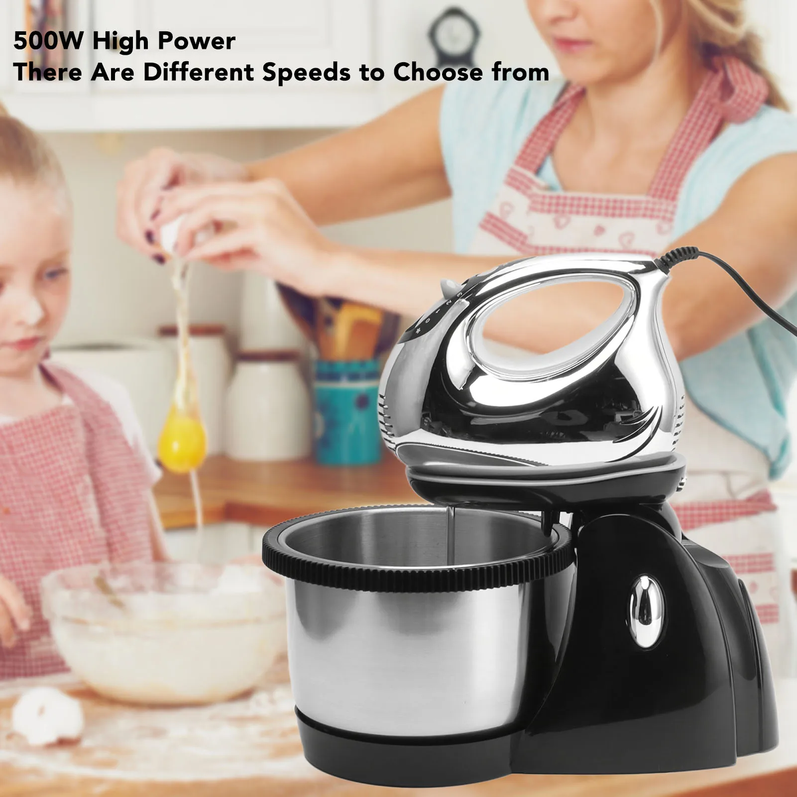 

500W Electric Dough Mixer Mixing Beater Food Mixers Machine for Kitchen Baking 220V EU Plug 2.6L Compact Dough Mixers