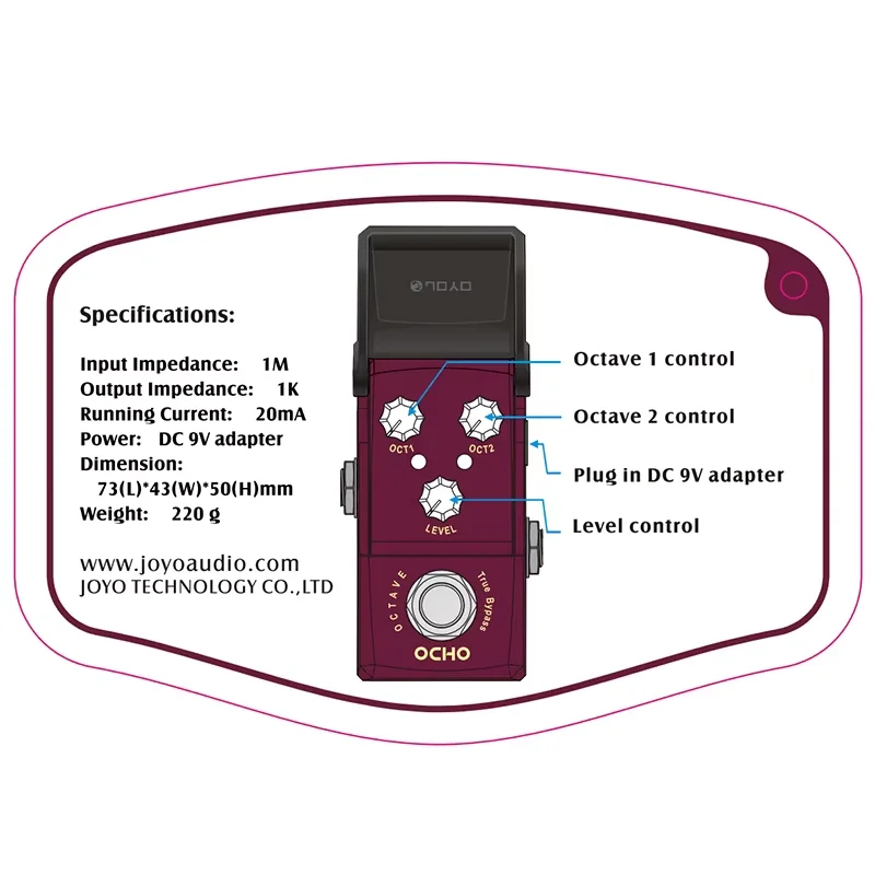 JOYO JF-330 OCHO أوكتاف تأثير الغيتار دواسة OCT1 و OCT2 المقابض التحكم جودة الصوت الغنية تنوعا دواسة تصميم الالتفافية الحقيقية