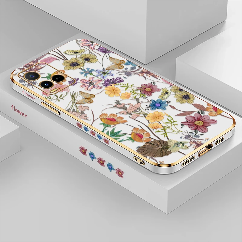 Case For Vivo V19 V17 Russia V15 Pro V11i V11 Pro V9 V5S V5 Lite V7 Plus Beautiful Colorful Flowers Silicone Plating Cover