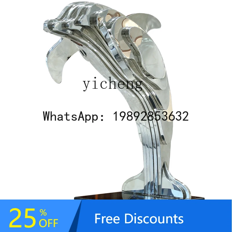 

Dolphin Ornament Outdoor Pool Landscape Floor Sculpture Stainless Steel Simulation Animal Lawn Ornament