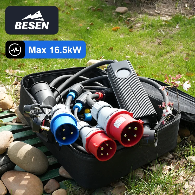 BESEN IP66 16kW ESTAÇÕES DE CARREGAMENTO PORTÁTIL CARREGADOR EV de 32 Amp com TELA DE TOQUE LCD