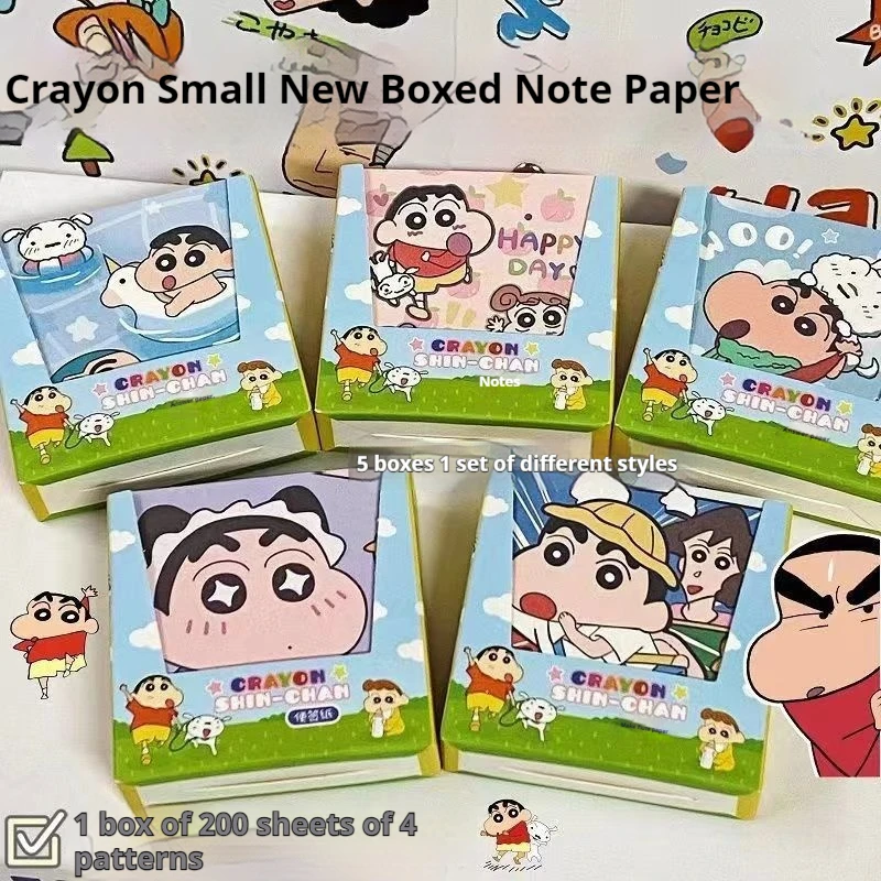 Desenhos animados Crayon Shinchan Boxed Note Paper, Cute Students' Handbooks, deixe um recado, papel dobrado à mão, atacado, 1000 páginas