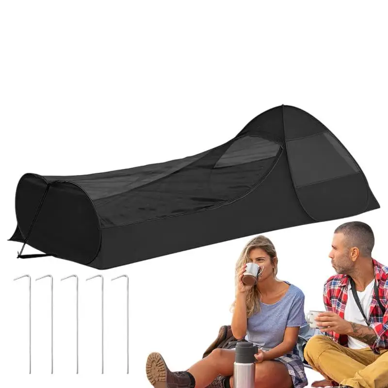 

Спливающая палатка для одного человека, спальный мешок, сетчатая палатка, двойная молния, балдахин для кровати, дышащая сетка, большое пространство, укрытие для путешествий