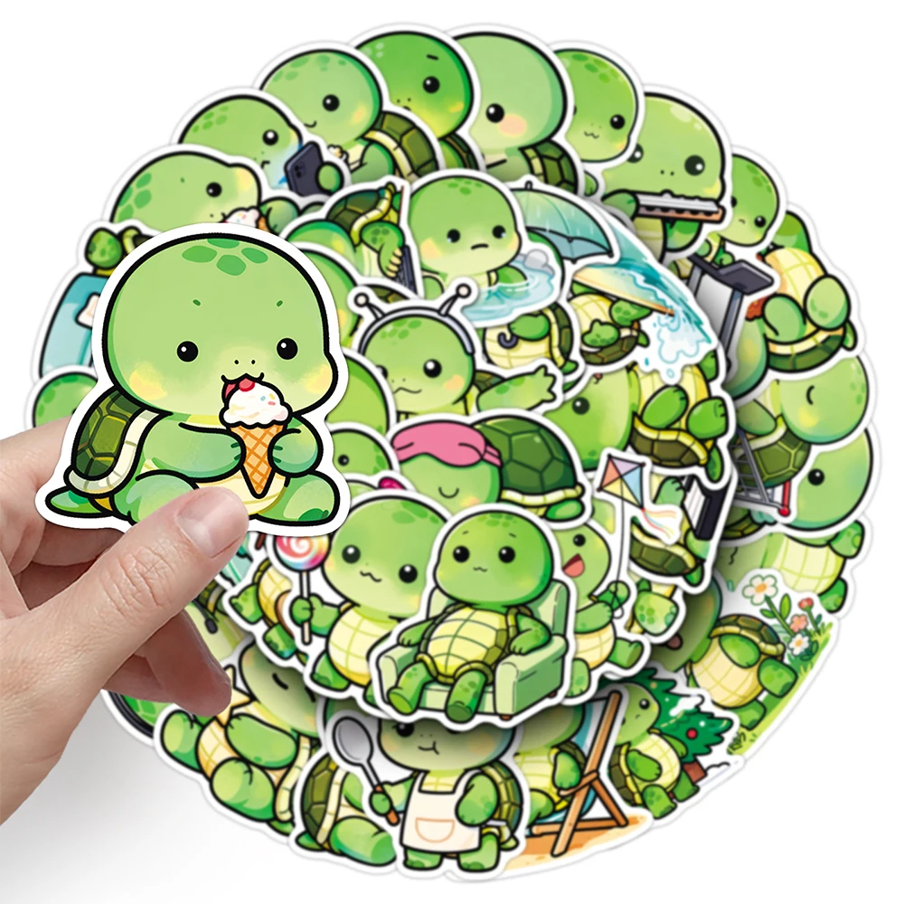 10/30/50 Stuks Leuke Grappige Groene Schildpad Cartoon Stickers Kawaii Creatieve Graffiti Sticker Notebook Waterfles telefoon Decals Verpakking