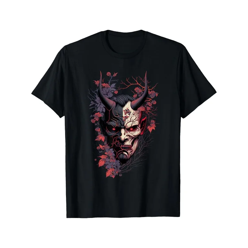 Men's Ghost Face Attendant Pattern T-shirt Surrounding T-shirt Four Seasons New Large Trendy Y2K T-shirt