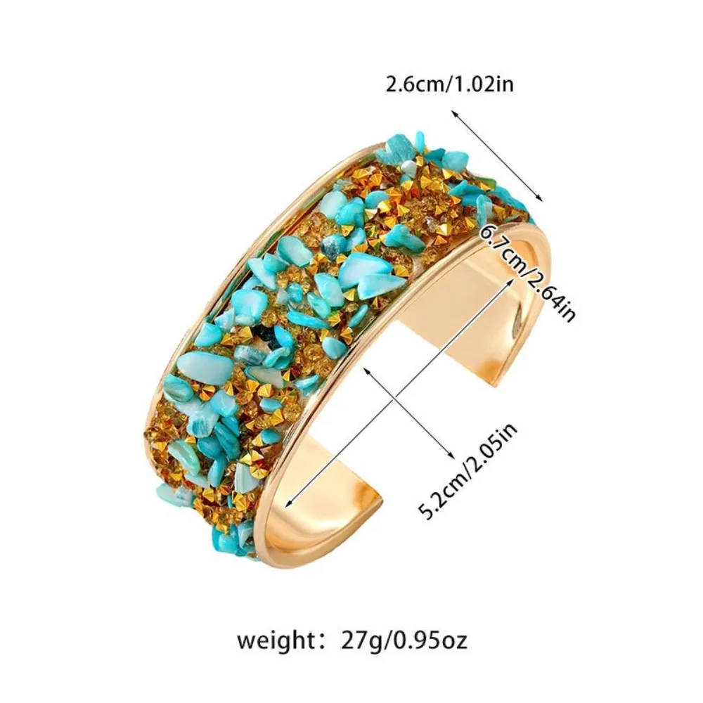 Creative Bohemian Wide Open Bangle Zircon Rhinestone Cuff Bangles Adjustable Jewelry Accessories Exaggerated Bracelet Gift