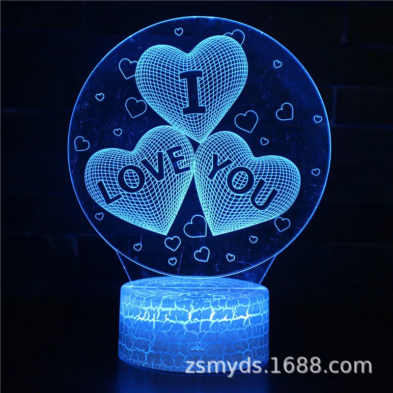 3d LED Illusion Light Heart-shaped Rose Toy Figures USB Touch Desk Lamp 7 Colours 16 Colours Ornament Accessorie Valentines Gift