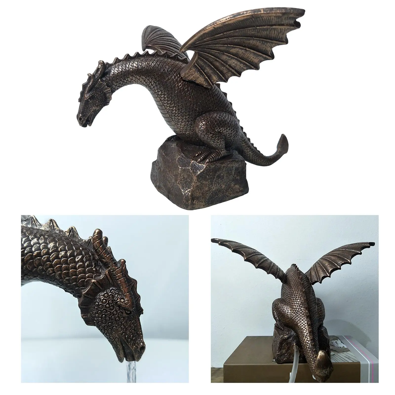 Dragon Statue Water Fountain Decoration Precision Casting Yard Patio Sculpture Waterscape Decor for Ornament