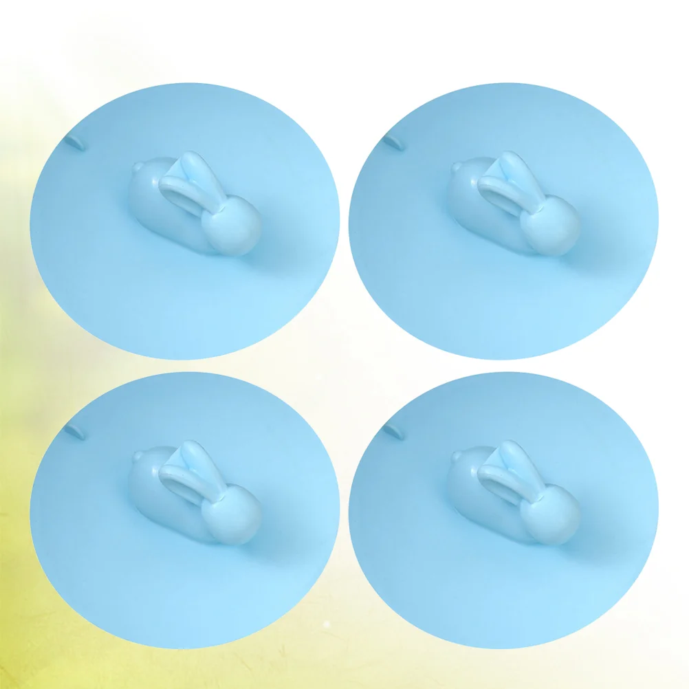 4pcs Rabbit Design Floor Drain Plug Bathtub Stopper Silicone Sealing Sink Stopper (Blue, 10cm) tub water stopper