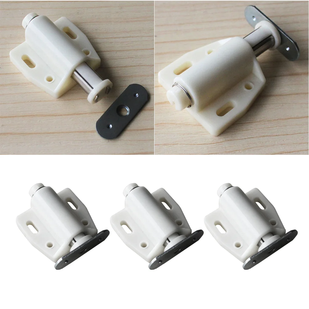 6pcs Strong Magnetic ABS Cabinet Door Bead Buckles White Easy Install Home Office School Workshop Garage Shed Closet