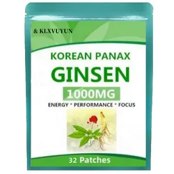 Natural Red Panax Ginseng 32 Energy Patches w/High Ginsenosides for Energy, Performance & Focus Pills for Men & Women