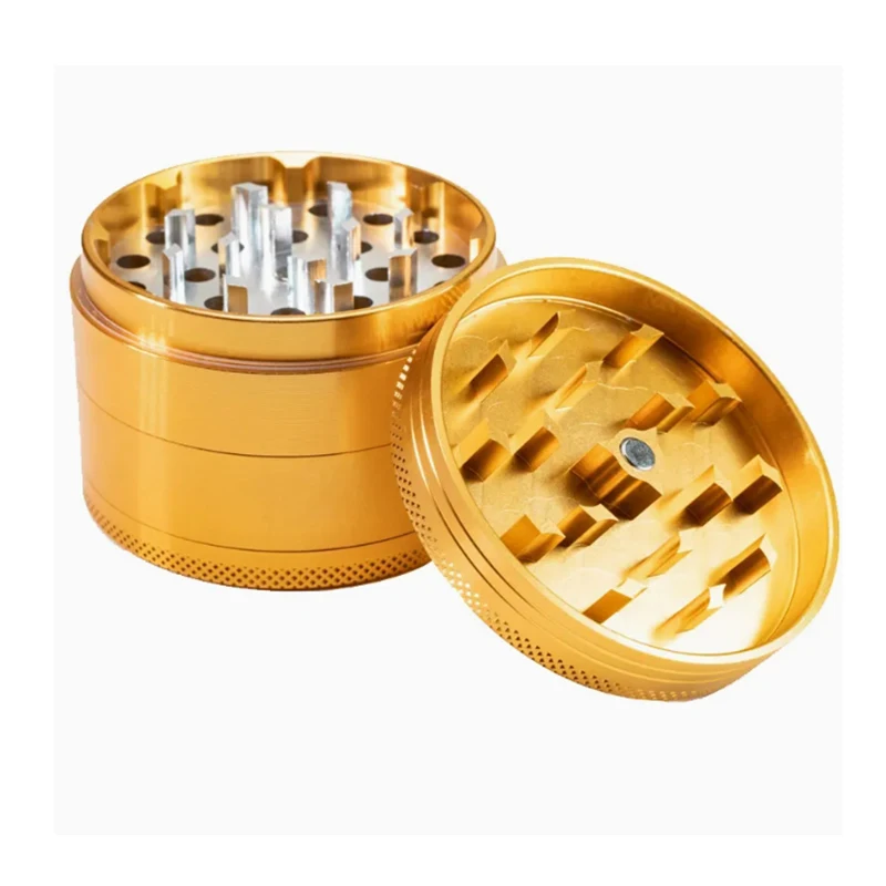 

Custom CNC Machined Aluminum Herb Grinder Gold Smoke Color Case Designed per Your Drawing