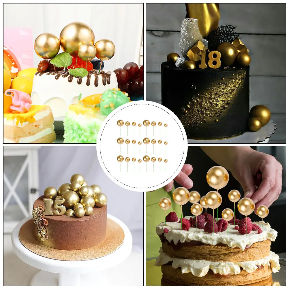 

Golden Cake Toppers Round Decor for Birthday Wedding Festival Party Creative Picks Cake nament DIY Decorations