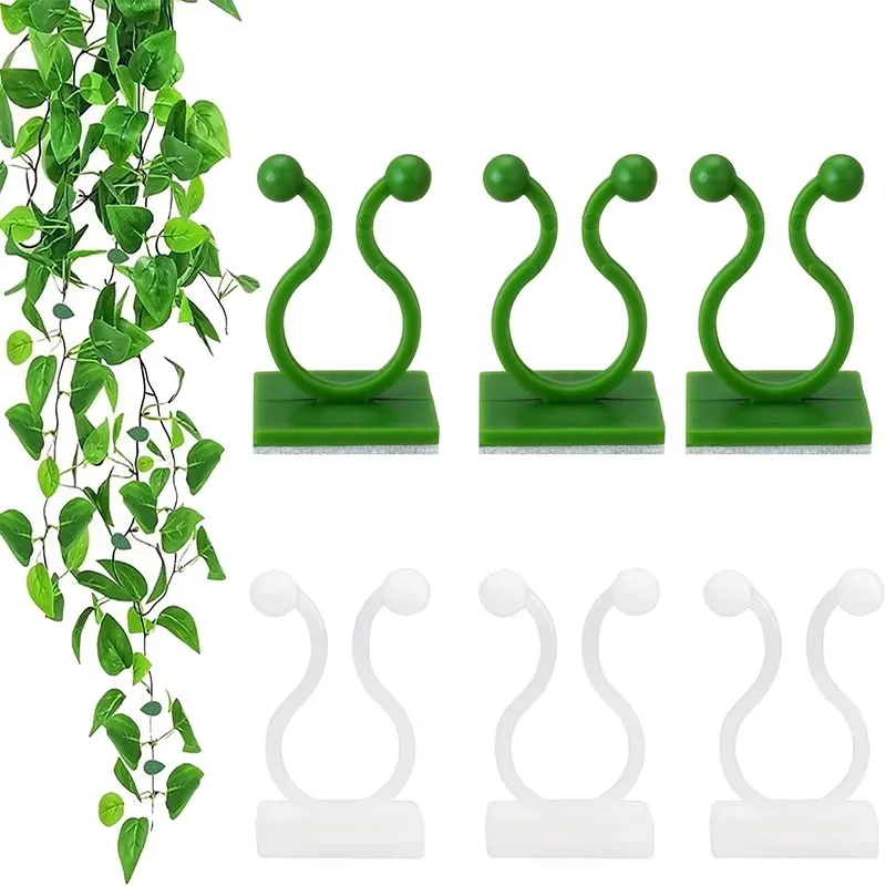 20/40/60Pcs Plant Climbing Wall Fixture Clips Rattan Vine Fixer Self-Adhesive Hook Invisible Garden Binding Clip Wall StickyClip