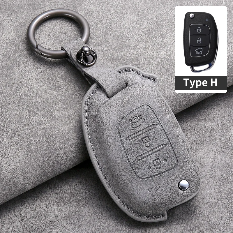 For Hyundai Grand i10 2023 IX35 IX45 I20 I30 HB20 Elantra Solaris Sonata Santa Fe Sport Tucson Leather Car Flip Key Case Cover