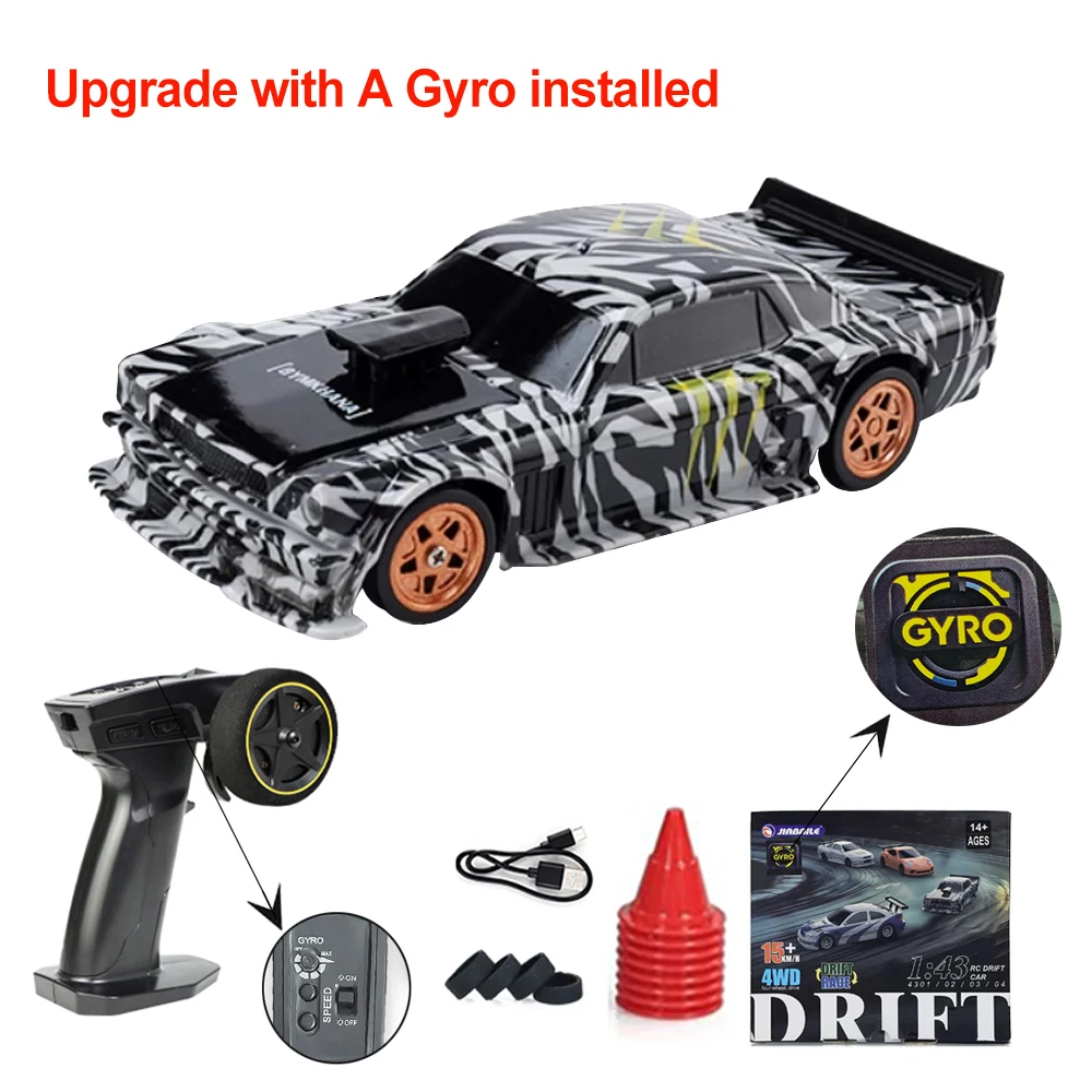 Verbeterde Gyro 1/43 RC Drifting Car Racing RTR 4WD Hoge Snelheid Radio Control Model 2.4G Drift Race Voertuig mini Geschenken