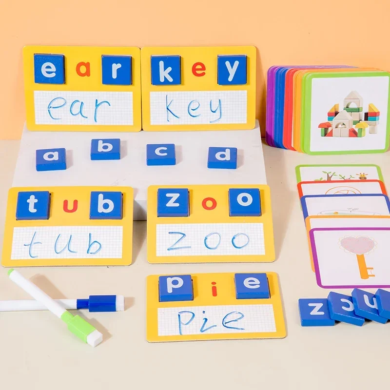 kids Word Writing & Spelling Flash Cards Kindergarten Homeschool Supplies Words Reading Game Montessori Educational Toys
