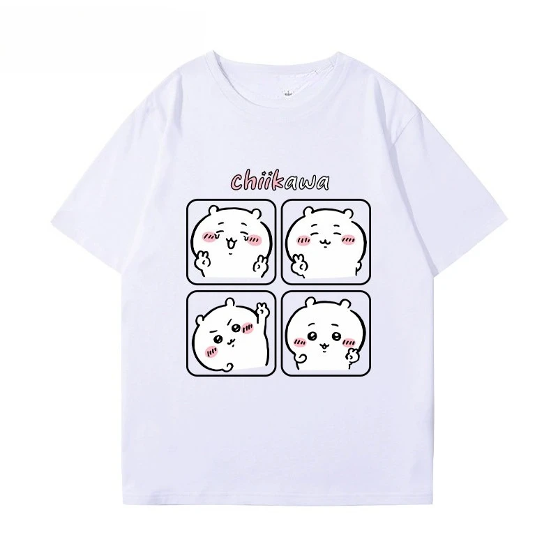 Chiikawa Usagi Hachiware Graphic Tee Unisex Cute Cartoon Short Sleeve Casual Anime Streetwear Fashion Tops