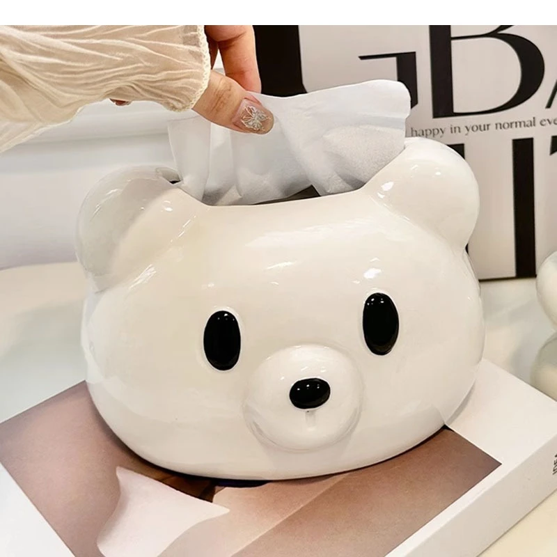 

Cartoon Bear Ceramic Tissue Box Desktop Removable Cute Napkin Paper Household Decoration Products