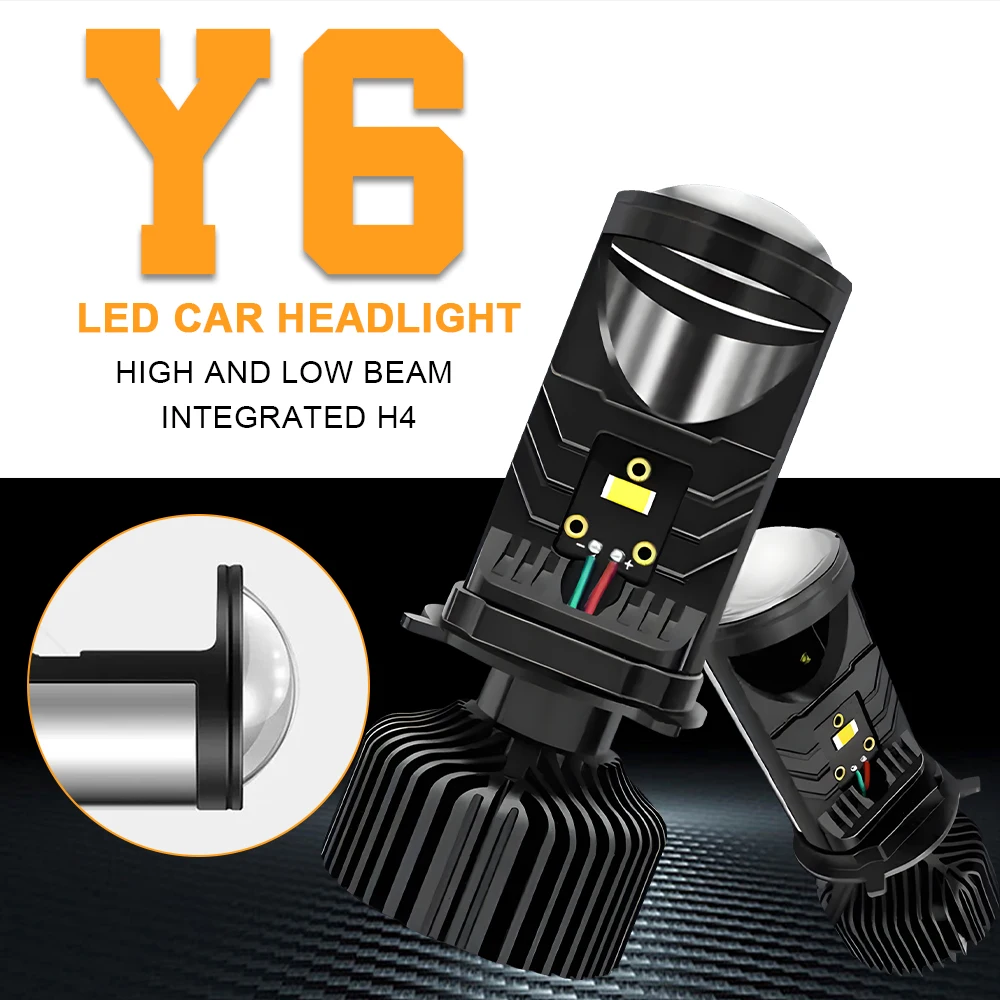 

Y6 H4 LED Projector Headlight Projector Lens with Fan Cooling 90W Automobile Hi Lo Beam Bulb 12V