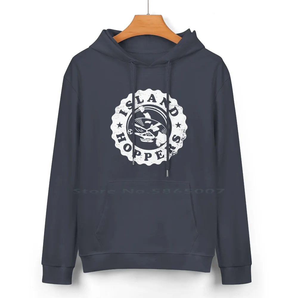 Island Hoppers Pure Cotton Hoodie Sweater 24 Colors Island Hoppers Hawaii P I Vacation Chopper Helicopter 100% Cotton Hooded