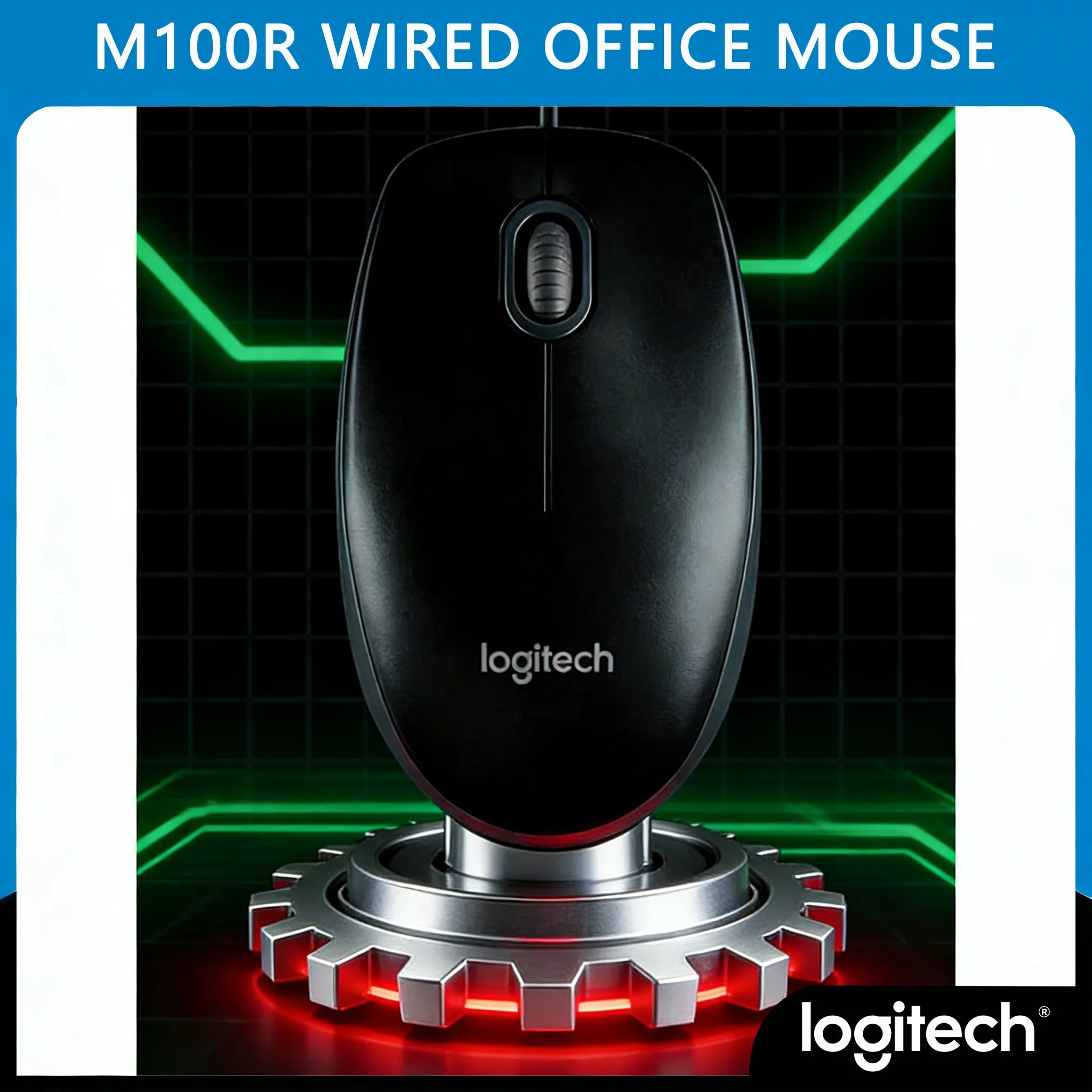 

Logitech M100R Wired USB Mouse Comfortable for Long Office Hours