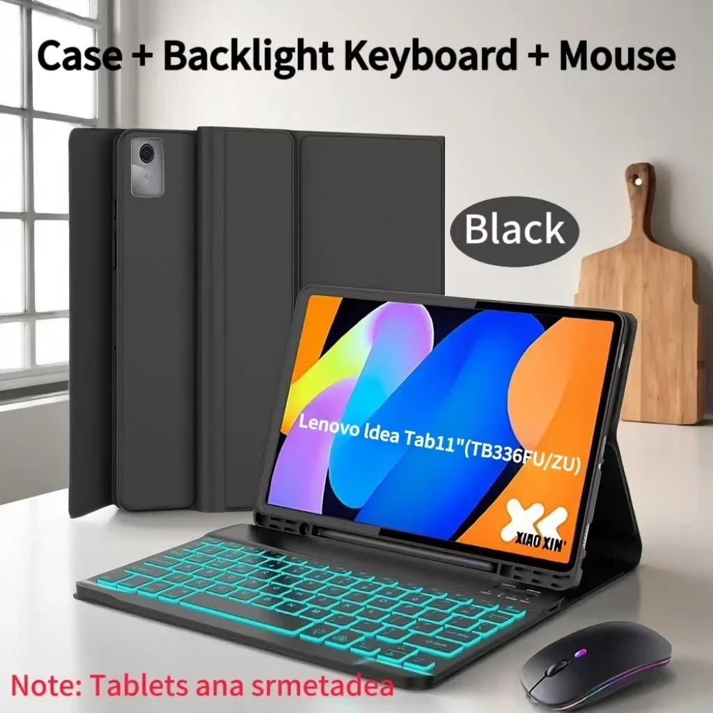 Idudao Hoesje Voor Lenovo Idea Tab 11 (2025) – Draaibaar 360° Cover Met Penhouder, Zwart Kunstleer 3 miniatura