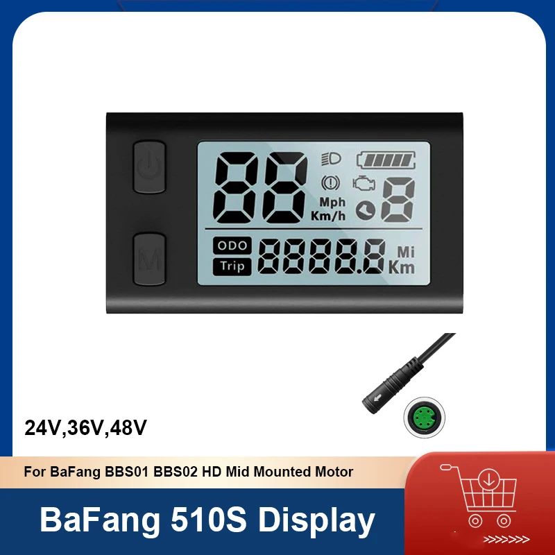 

Bafang Display BBS01 BBS02 BBSHD Mid Central Motor 24V,36V,48V 510S Display Panel Waterproof Plug Bicycle Modified Accessories