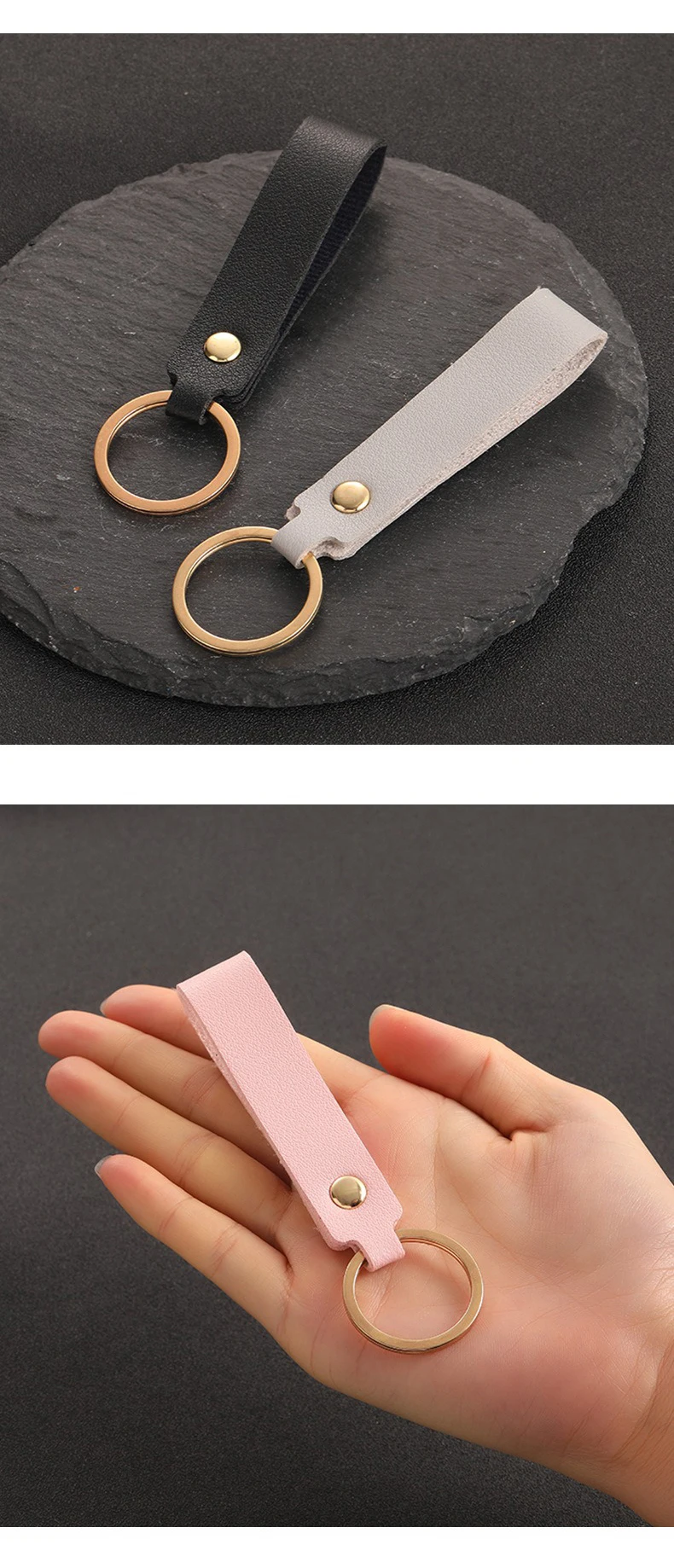 1/100pcs 8Color PU Leather Keychain Business Gift Suitable for Men and Women Car Key Strap Waist Wallet Keychains and Keyrings