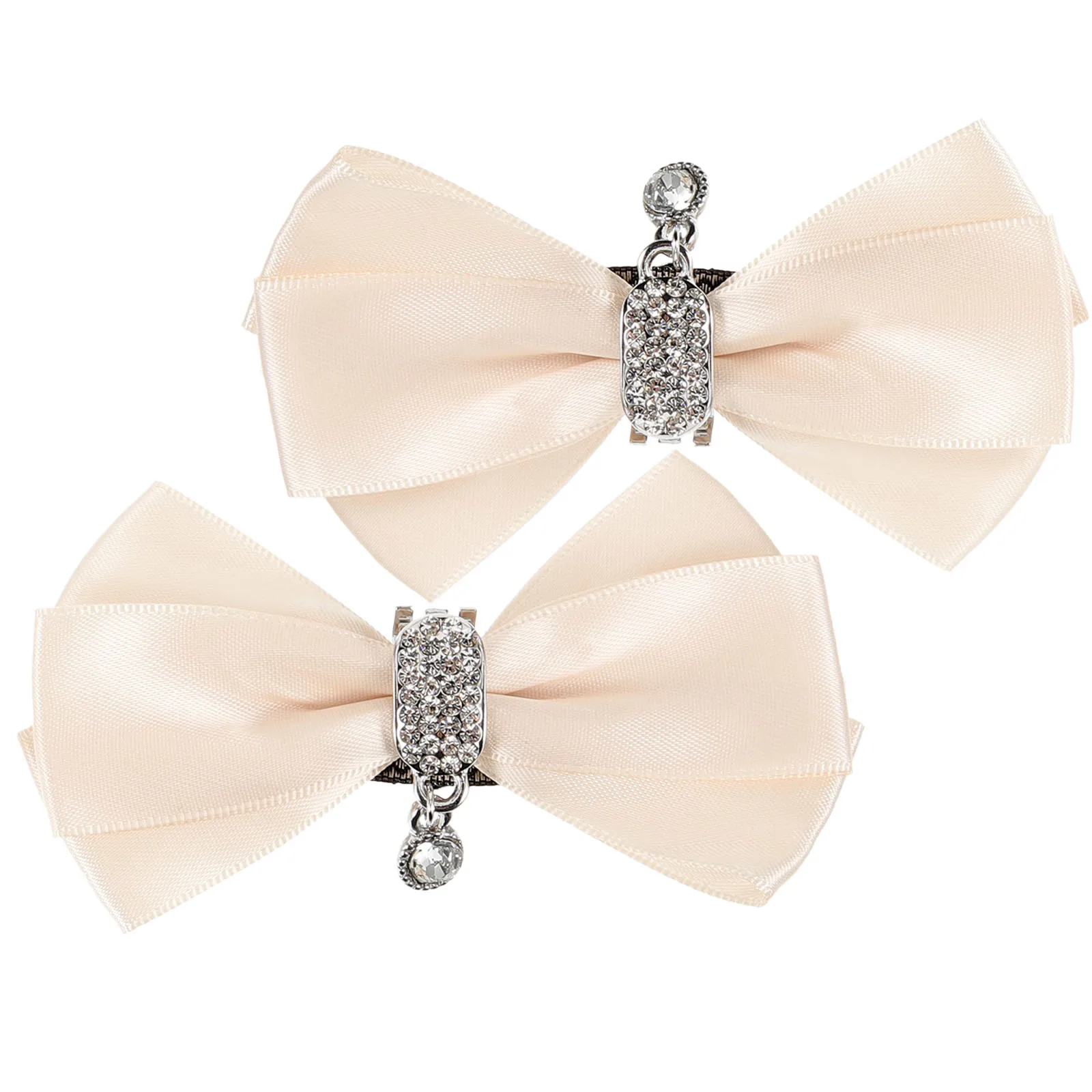

Bowknot Rhinestone Shoe Clips Elegant Decorative Buckles Women's Heel Accessories Wedding Party Charms Beige Applique