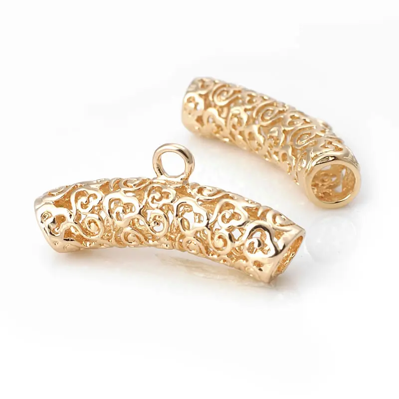 High Quality 18K Gold Color Brass Cloud Curved Tube Charms Pendants Bracelet Connector Jewelry Making Supplies Diy Accessories