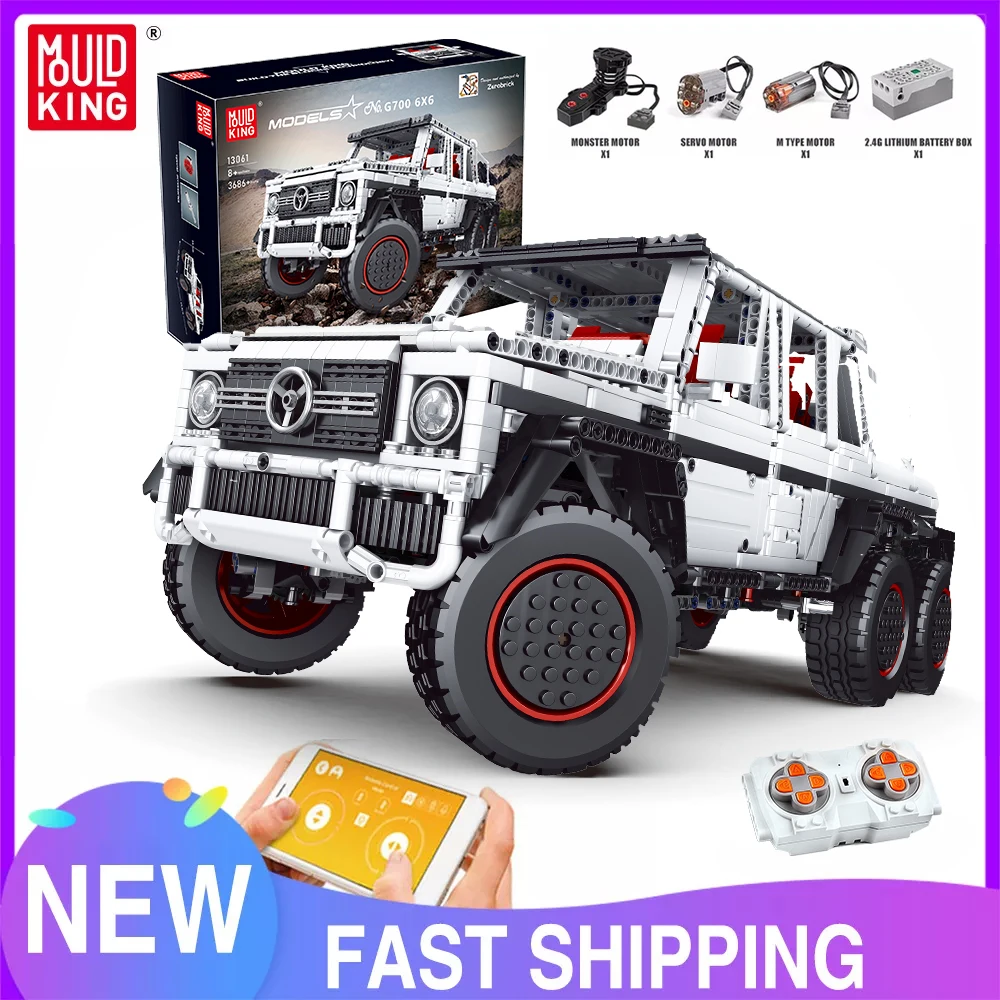 MOULD KING 13061 Technical Car Toys The APP&RC Motorized G63 6X6 Off-Road SUV Car Model Assembly Building Blocks Bricks Kid Gift