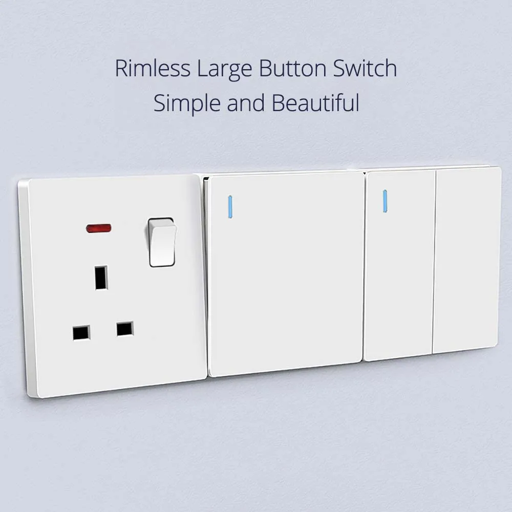 Wallpad White Plastic Panel Large Button With fluorescence Wall Light Switch and EU UK Socket Type C USB Charge Port 10A 250V