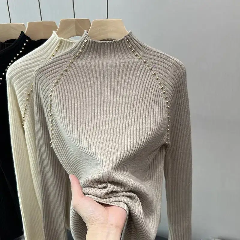 Interior Lapping Sweaters Undercoat Pullovers Long Sleeve O-neck Solid Color Patchwork Casual Slim Simplicity Women\'s Clothing