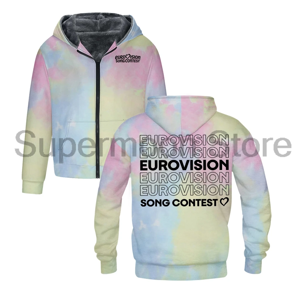 Eurovision Song Contest 2026 Repeat Logo Hooded Jacket Parkas Long Sleeve Zip Up Hoodie Men Women Winter Outerwear Coat