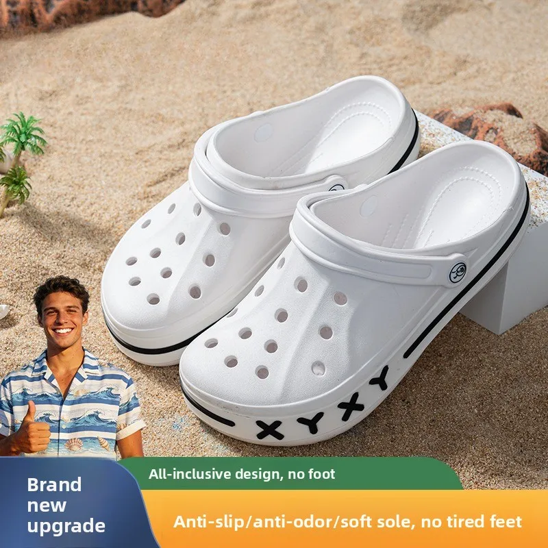 Men's Sandals Summer Non-slip Beach Shoes Casual Slippers Couple Big Letter Slides Light Weight Nurse Shoes for Women