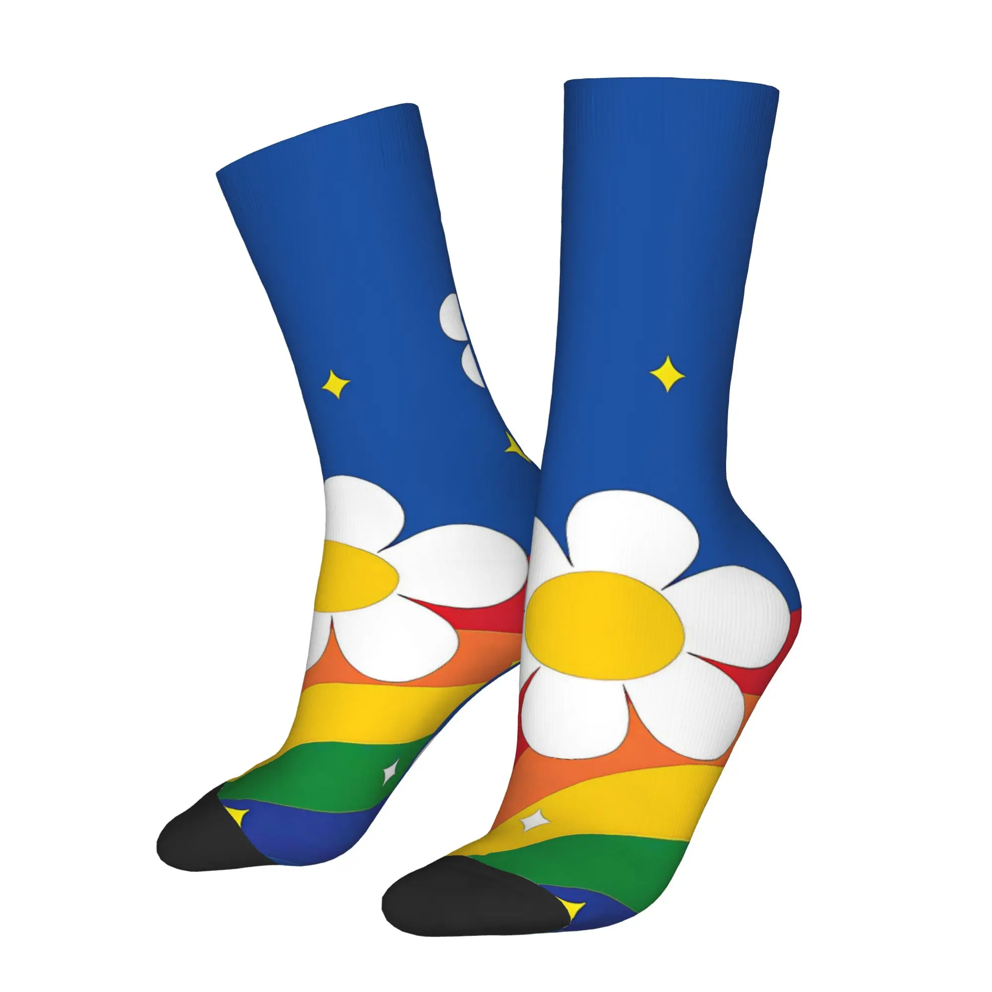 

Flower Rainbow Sock Printed Man Polyester Fashion Popular