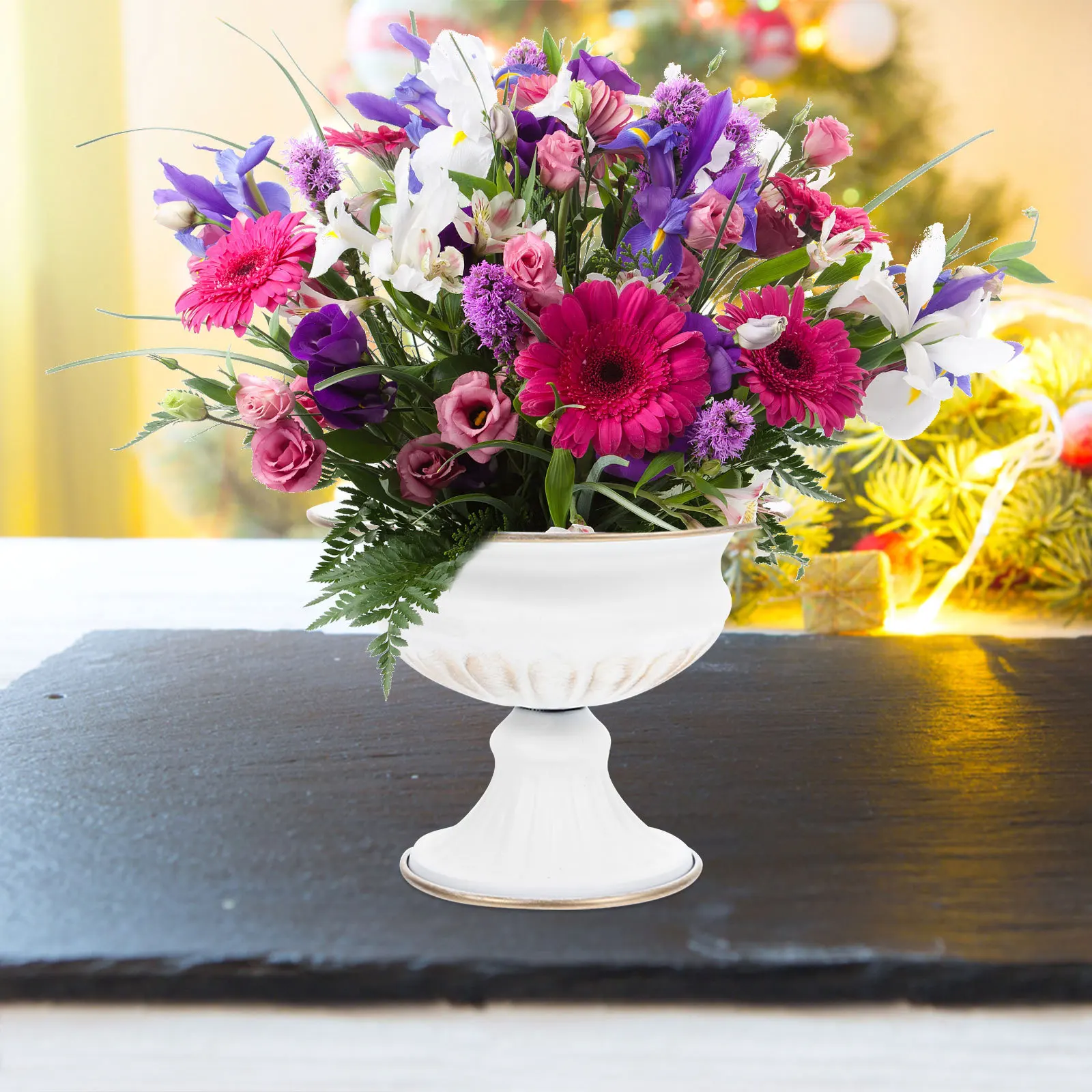 

2Pcs Iron Vintage Flower Vase Metal Tabletop Flowerpot Floral Arrangement Container for Home Office Decor Metal Flower Vase