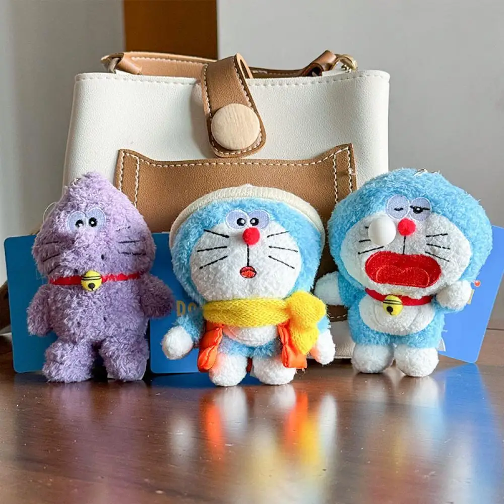 Doraemon Cross dressing Plush doll Lovers Key buckle Plush pendant Cartoon Anime periphery Children Toy birthday Holiday gifts