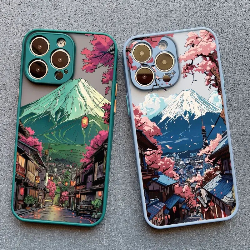 

Japanese Snow Mount Fuji Scenic Phone Case For iPhone 16 15 14 13 12 11 Pro Max Mini X XS XR SE 7 8 Plus Shockproof Hard Cover