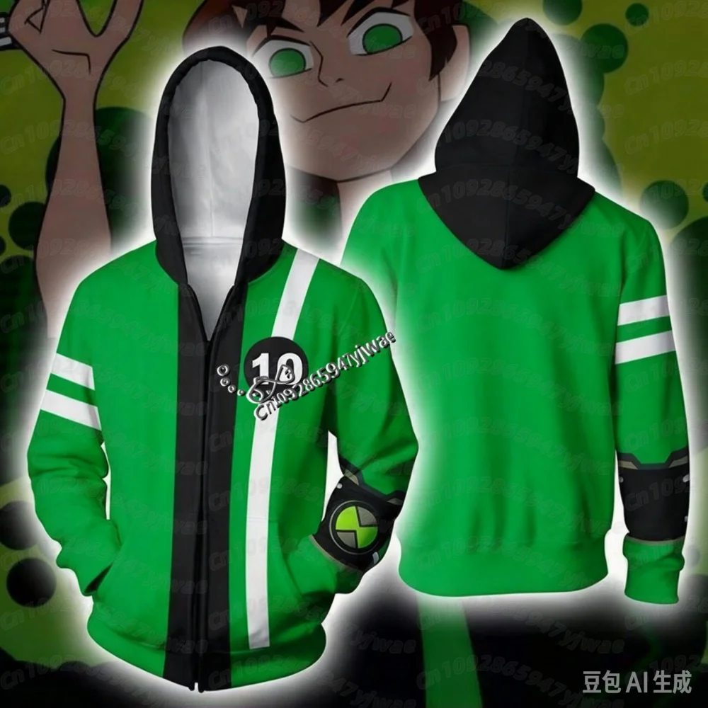 2026 Winter KIDS Popular Ben 10 Omnitrix Cosplay Hoodies 3D Ben Tennyson Printed Anime Cartoon Sweatshirt Autumn  KIDS Hoodie