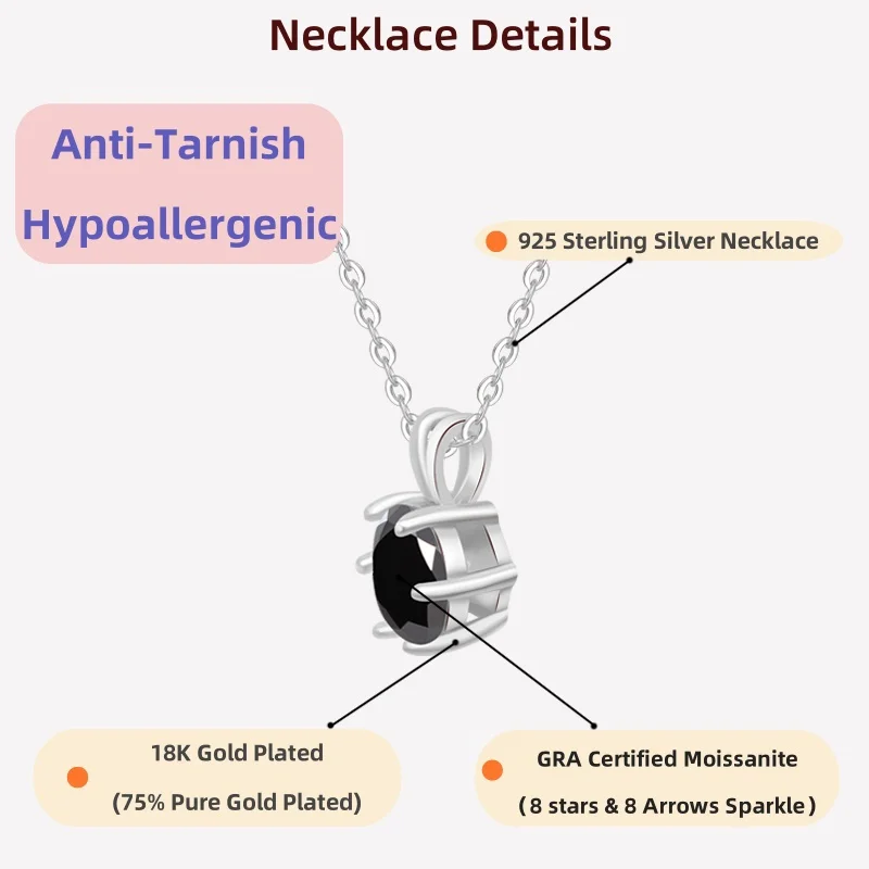 

LAMVOICE подарок высокого качества, 1-каратное ожерелье с муассанитом, ювелирные изделия для женщин, ожерелье из стерлингового серебра 925 пробы, рождественский подарок