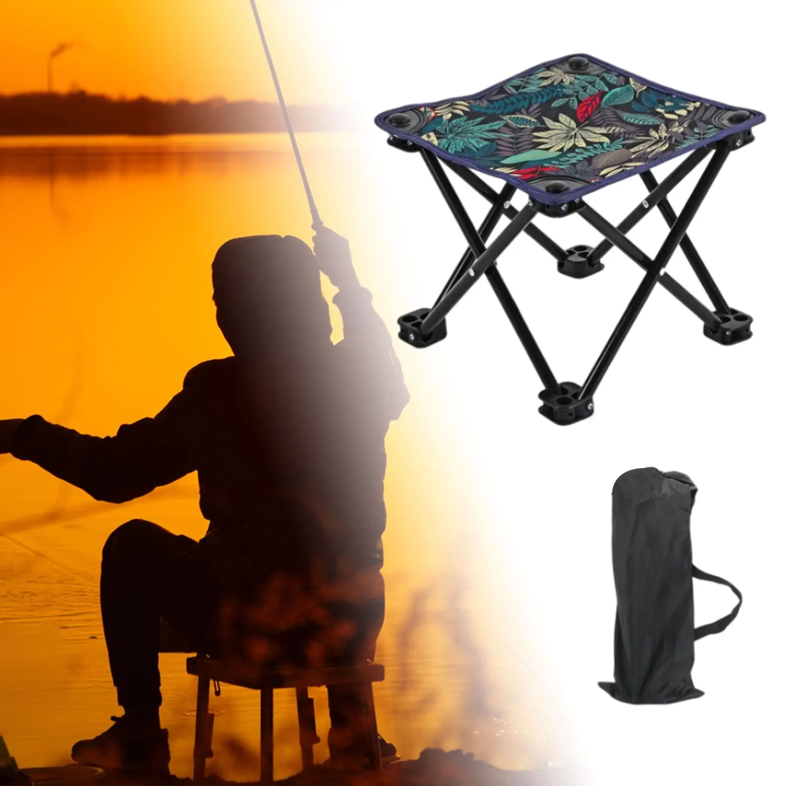 1 Pcs Folding Camp Stool Portable Outdoor Stool Small Chair Footrest Seat Foldable for Camping Hiking Beach Fishing Chair