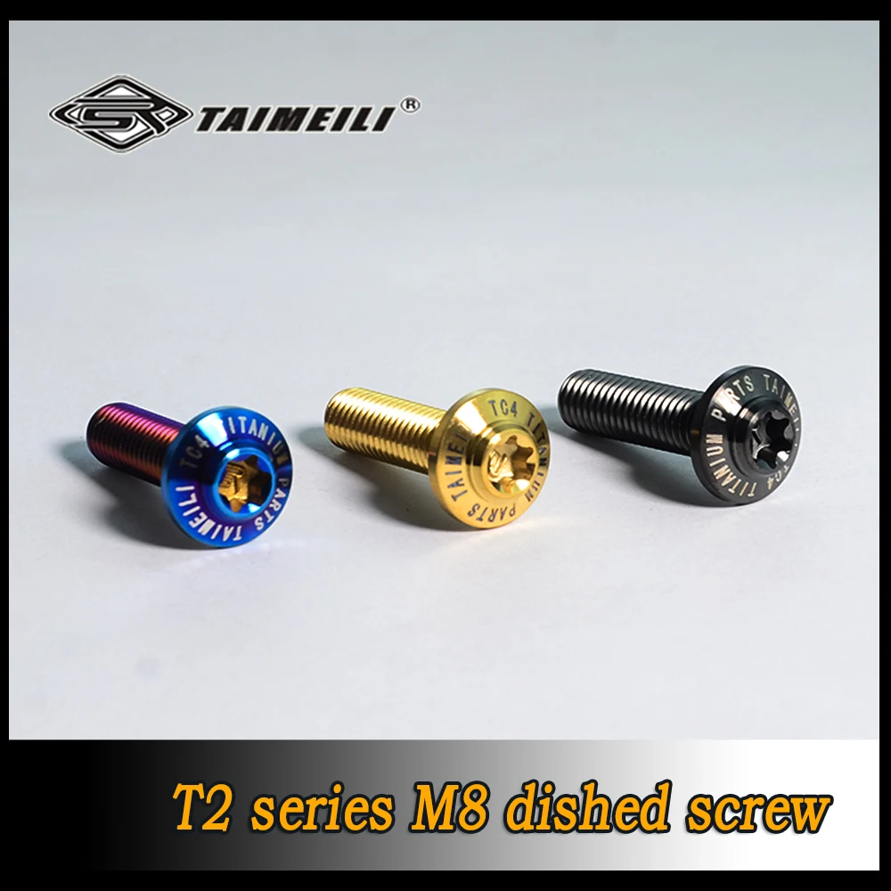 TAIMEILI 1pcs Titanium alloy screw T2 series M8 dished screw M8x15-45mm motorcycle repair and modification screw